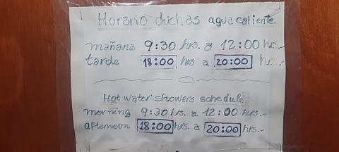Banho quente no camping La Carreta $4 lucas