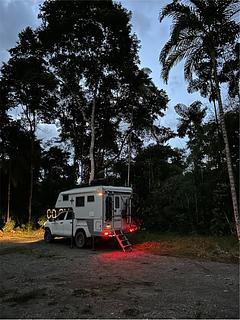Espaço aberto na selva e lagoa